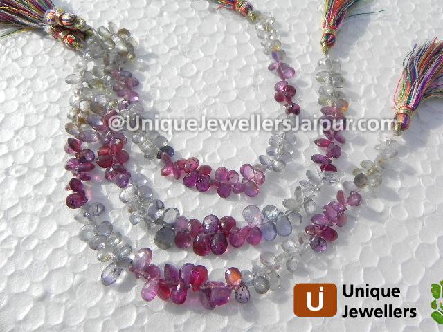 Multi Sapphire Faceted Pear Beads